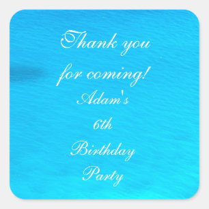 Birthday Party Blue Water Speciaal bedankt Vierkante Sticker
