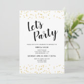 Birthday Party Blush Pink Gold Faux Stippen Kaart (Staand voorkant)