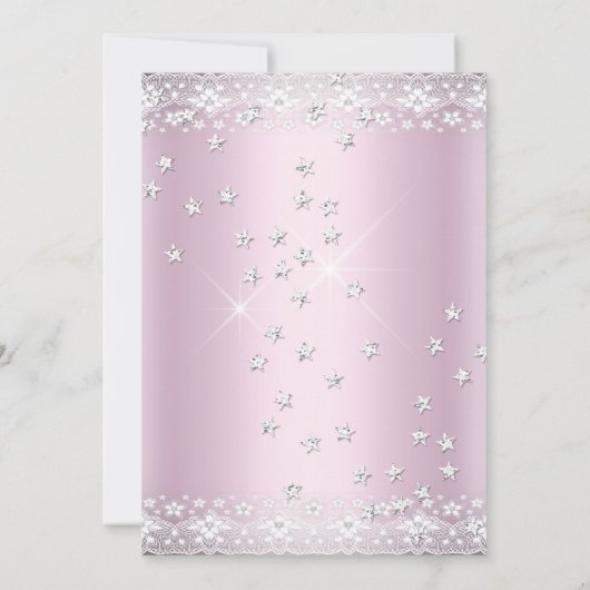 Birthday Party Blush Pink Silver Sparkle lace Kaart (Achterkant)