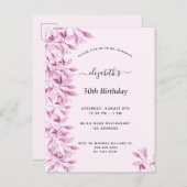 Birthday party blush roze florals botanische moder briefkaart (Voorkant / Achterkant)