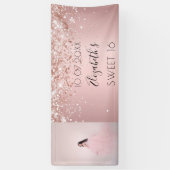 Birthday party blush roze glitter foto welkom spandoek (Verticaal)