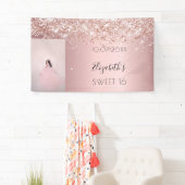 Birthday party blush roze glitter foto welkom spandoek (Insitu)