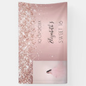 Birthday party blush roze glitter foto welkom spandoek (Verticaal)