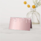 Birthday party blush roze glitter spargel plaatskaartje (Achterkant)