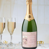 Birthday party blush roze roze roos glitter stoffo sparkling wijnetiket