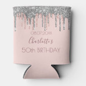 Birthday party blush roze roze rozen goud glitter  blikjeskoeler (Voorkant)
