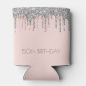 Birthday party blush roze roze rozen goud glitter  blikjeskoeler (Achterkant)