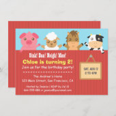 Birthday party boerderij Animal Red Fence Kaart (Voorkant / Achterkant)