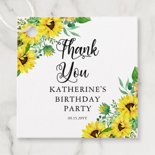Birthday Party Boho Sunflower Hartelijk dank Bedankjes Labels (Voorkant)