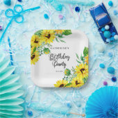 Birthday Party Boho - zonnebloemen | Eucalyptus Papieren Bordje (Feest)