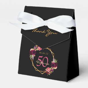 Birthday party Bourgogne geometrische bloemen Bedankdoosjes