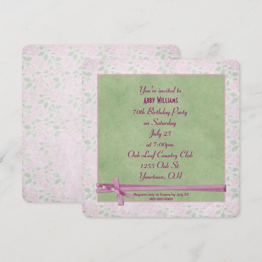 Birthday Party Bow Kaart (Voorkant / Achterkant)