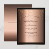 Birthday Party bronze bruin zwarte uitnodiging (Voorkant / Achterkant)