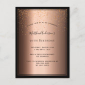 Birthday Party bronze bruin zwarte uitnodiging (Voorkant)