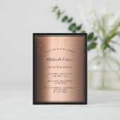 Birthday Party bronze bruin zwarte uitnodiging (Staand voorkant)