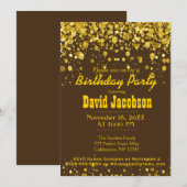 Birthday Party | Bruin en goud Kaart (Voorkant / Achterkant)