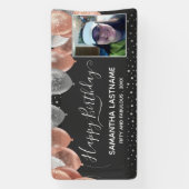 Birthday Party budget voor roze en zilveren ballon Spandoek (Verticaal)