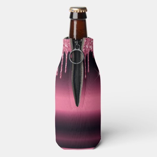 Birthday party burgundy roze glitter 21 glam flesjeskoeler (Fles Achterkant)