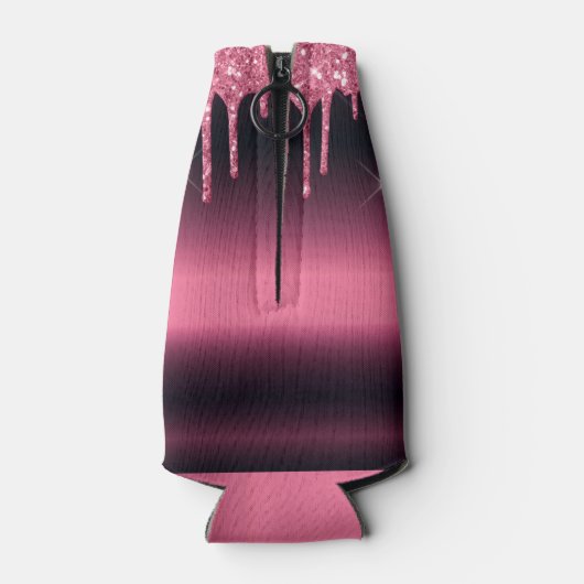 Birthday party burgundy roze glitter 21 glam flesjeskoeler (Achterkant)