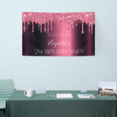Birthday party burgundy roze glitter druppelt in spandoek (Beurs)