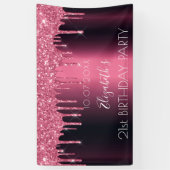 Birthday party burgundy roze glitter druppelt in spandoek (Verticaal)