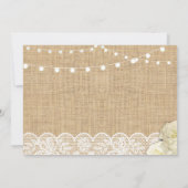 Birthday Party Burlap Roos Foto Rustic Kaart (Achterkant)