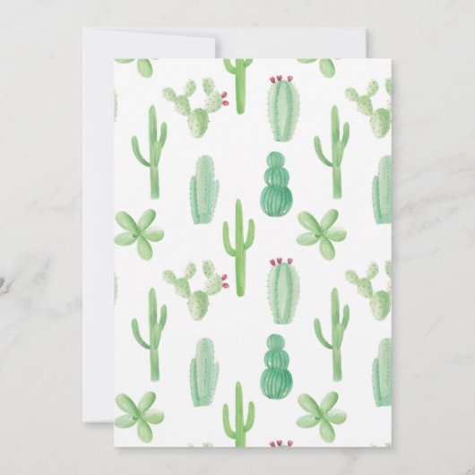 Birthday Party Cactus Any Age  Cacti Invite Kaart (Achterkant)