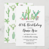 Birthday Party Cactus Any Age  Cacti Invite Kaart (Voorkant / Achterkant)