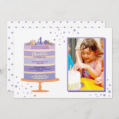 Birthday Party Cake Foto nodigt elke leeftijd 4e 6 Kaart (Voorkant / Achterkant)