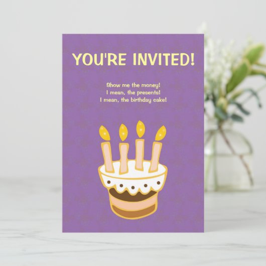 Birthday Party Cake Invitation Kaart (Staand voorkant)