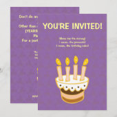 Birthday Party Cake Invitation Kaart (Voorkant / Achterkant)