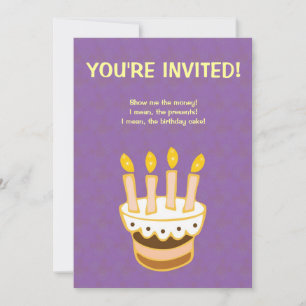 Birthday Party Cake Invitation Kaart