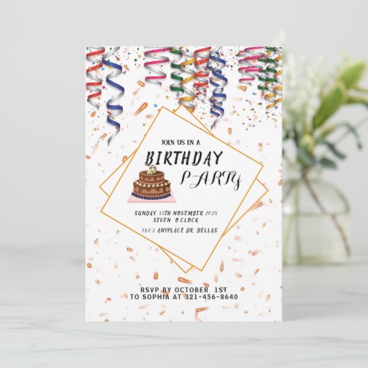 Birthday Party cake Kaart (Staand voorkant)