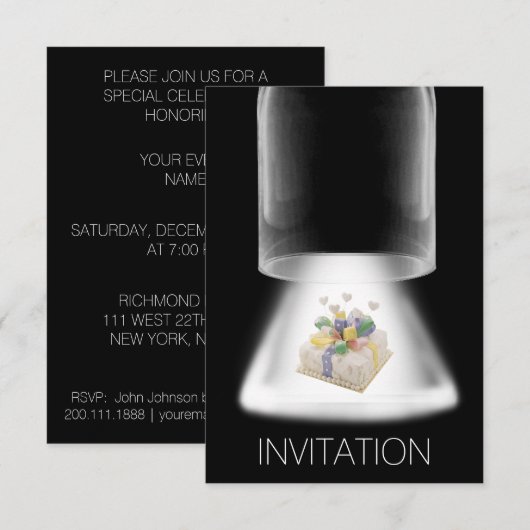 Birthday Party Cake Modern Vip Uitnodiging (Voorkant / Achterkant)