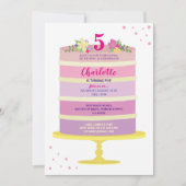 Birthday Party Cake roze nodigt elke leeftijd uit  Kaart (Voorkant)