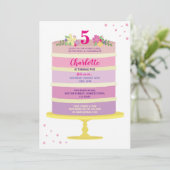 Birthday Party Cake roze nodigt elke leeftijd uit Kaart (Staand voorkant)