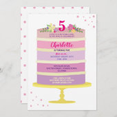 Birthday Party Cake roze nodigt elke leeftijd uit Kaart (Voorkant / Achterkant)