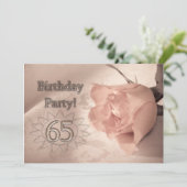 Birthday party call 65 jaar oud kaart (Staand voorkant)