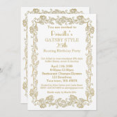 Birthday party call Art Deco, Woman, witte gol Kaart (Voorkant / Achterkant)