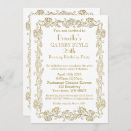 Birthday party call Art Deco, Woman, witte gol Kaart