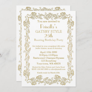 Birthday party call Art Deco, Woman, witte gol Kaart