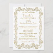 Birthday party call Art Deco, Woman, witte gol Kaart (Voorkant)