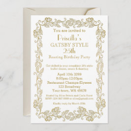 Birthday party call Art Deco, Woman, witte gol Kaart