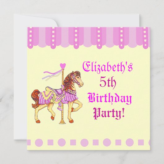 Birthday Party Carousel Horse Kaart (Voorkant)