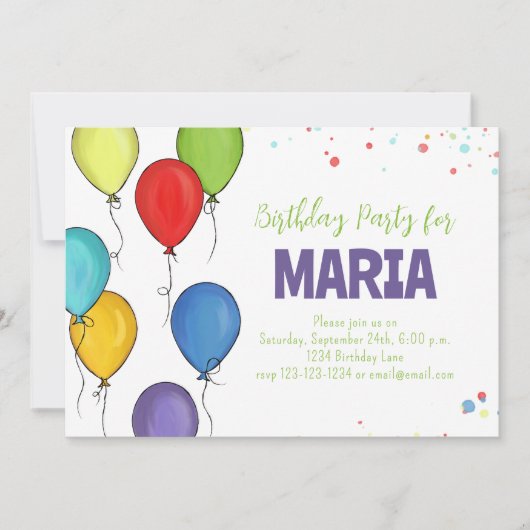 Birthday Party Celebration Balloons Fun Confetti Kaart (Voorkant)