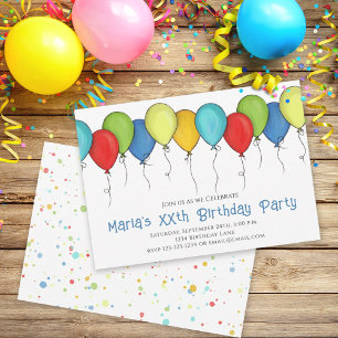 Birthday Party Celebration Cute Balloons Confetti Kaart