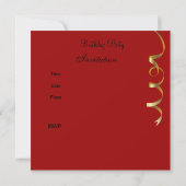 Birthday Party Celebration Retro Red Black Gold Kaart (Achterkant)
