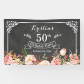Birthday Party - Chalkboard - kalkhoudend Floral Spandoek (Horizontaal)