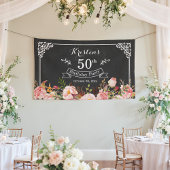 Birthday Party - Chalkboard - kalkhoudend Floral Spandoek