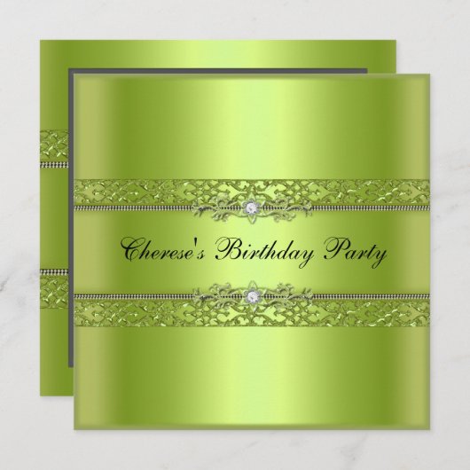 Birthday Party Chartreuse Black Diamond Kaart (Voorkant / Achterkant)